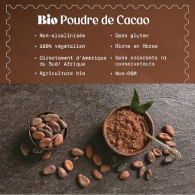 NaturaleBio Poudre de Cacao Bio 400g. Non Sucré, Naturel et Pur à partir de Fèves Crues. Produit par la Plante Theobroma. Sou...