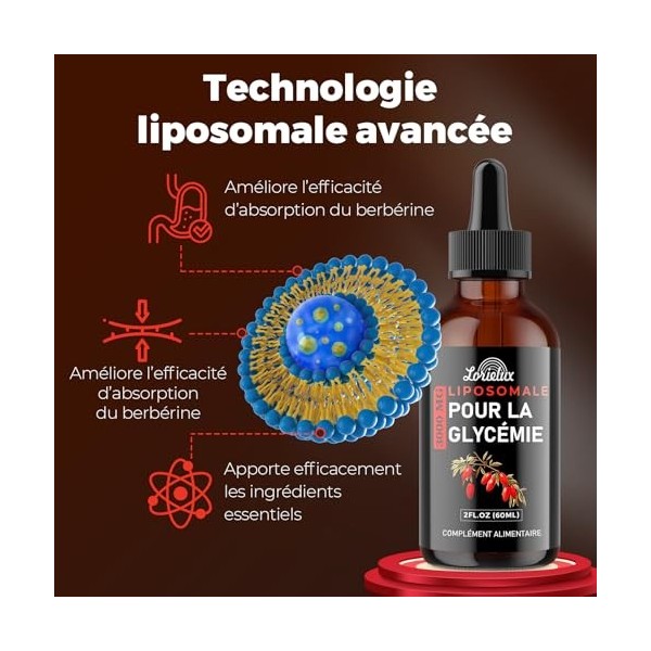 Berbérine 3000 mg en Gouttes Liposomales – Complément Alimentaire, Haute Absorption, avec Thé Vert, Cannelle de Ceylan, Ginge...