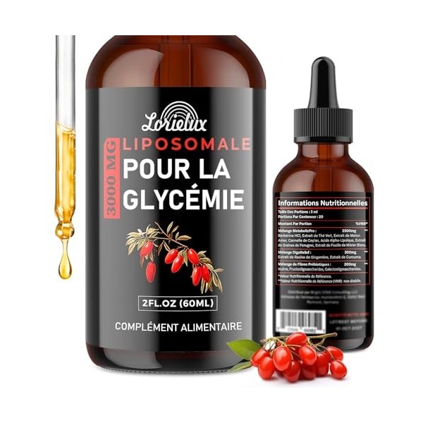 Berbérine 3000 mg en Gouttes Liposomales – Complément Alimentaire, Haute Absorption, avec Thé Vert, Cannelle de Ceylan, Ginge...