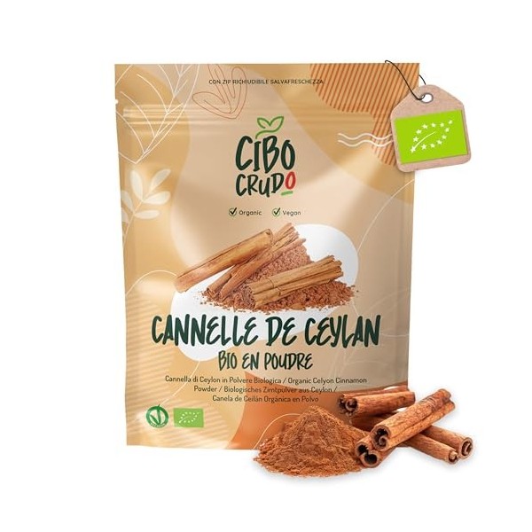 Cannelle en poudre bio moulue - 500 g. Cannelle de Ceylan en poudre biologique et végétalienne sans additifs ni conservateurs...
