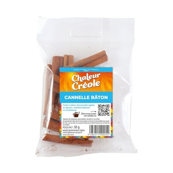 CHALEU CREOL – Cannelle en Bâtonnets Aromatique, Parfum Intense pour Vos Recettes Sachet 50g - Lot de 4 - vendu par Lot