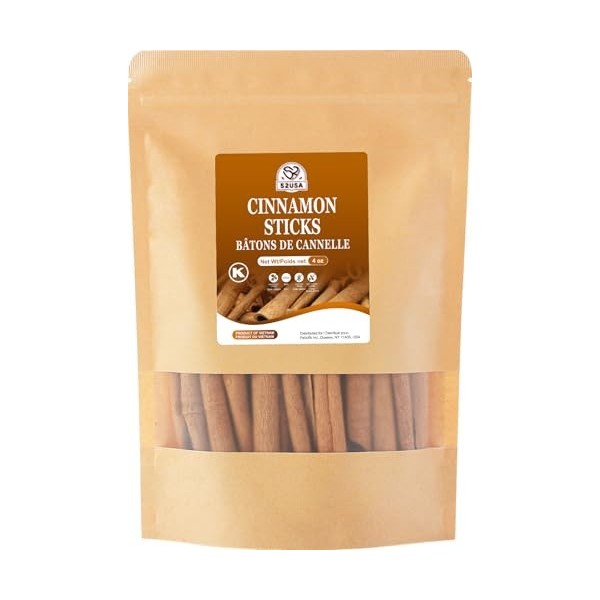 52USA Bâtonnets de cannelle 113,4 g – Cannelle de Ceylan de qualité supérieure pour pâtisserie, boissons et cuisine – Naturel