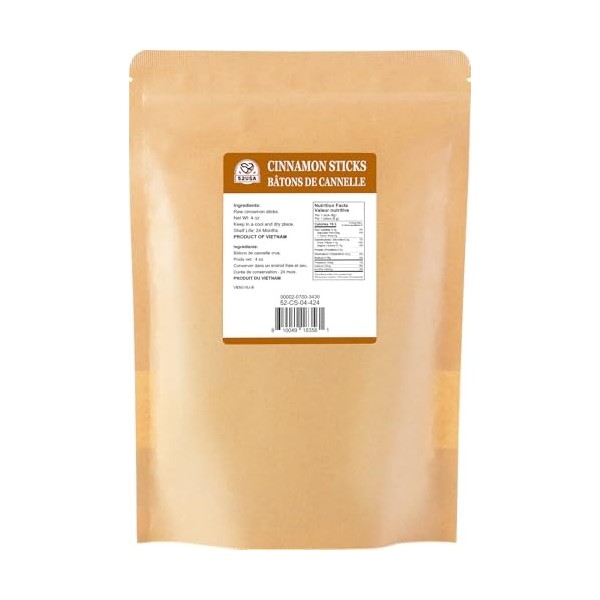 52USA Bâtonnets de cannelle 113,4 g – Cannelle de Ceylan de qualité supérieure pour pâtisserie, boissons et cuisine – Naturel