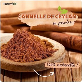 Nortembio Cannelle de Ceylan Bio en Poudre 100 g – Pure Qualité BIO Moulue, Sans Additifs – Épice Gourmet pour Pâtisserie, In