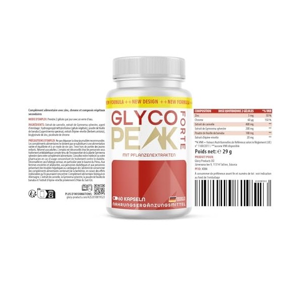 Glyco Peak Forte Capsules | formule spécialement développée | approvisionnement pour 1 mois | 60 gélules