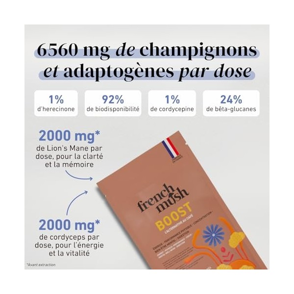 French Mush BOOST - Alternative Café aux Champignons Adaptogènes Bio : Lion’s Mane & Cordyceps - Focus, Énergie & Digestion -...