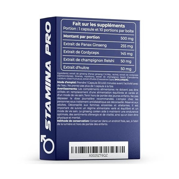 Complément alimentaire au ginseng pour hommes – Soutien énergétique à base de plantes, formule vitalité quotidienne – 10 caps