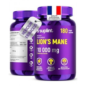 Lions Mane - 10 000 mg - Gélules de crinière de lion – Extrait de champignon Hericium Erinaceus 10:1 – Naturel et sans OGM C...