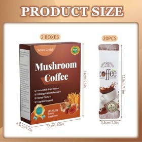 2Pcs Café Aux Champignons,Café Champignons Adaptogenes,Complexe de champignons en Poudre Bio avec Crinière De Lion, Chaga, Re