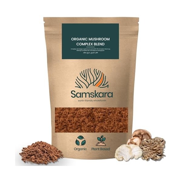 Complexe de Champignons en Poudre BIO Reishi, Chaga, Shiitake, Maitake, Crinière de Lion, Cordyceps Militaris et Champignon 