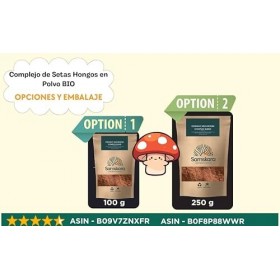 Complexe de Champignons en Poudre BIO Reishi, Chaga, Shiitake, Maitake, Crinière de Lion, Cordyceps Militaris et Champignon 