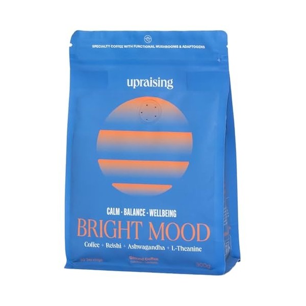 Upraising - Bright Mood | Cafe Champignon Adaptogene | Cafe Moulu + Ashwagandha + Reishi + L Theanine | Boisson Champignon Ad