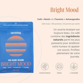 Upraising - Bright Mood | Cafe Champignon Adaptogene | Cafe Moulu + Ashwagandha + Reishi + L Theanine | Boisson Champignon Ad