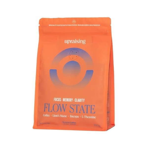 Upraising - Bright Mood | Cafe Champignon Adaptogene | Cafe Moulu + Ashwagandha + Reishi + L Theanine | Boisson Champignon Ad