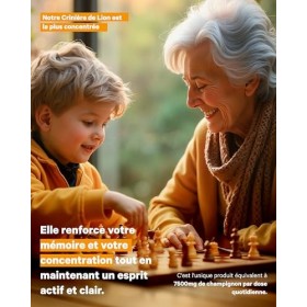 Lions Mane Pure 7500mg 2x1 Ultra-concentrée 50% | Nootropic : Mémoire, Concentration et Santé Cérébrale | Amélioration Cogn