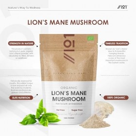 Poudre de crinière de lion bio 100 g – Pure Hericium Erinaceus Powder – Sachet refermable et recyclable – par Alpha01