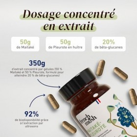 French Mush Duo Maïtaké Pleurote Bio – 56 Gélules Vegan - Satiété, Digestion & Métabolisme - Extraits Concentrés 50/50 20% B ...
