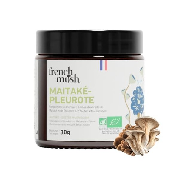 French Mush Duo Maïtaké Pleurote Bio – 56 Gélules Vegan - Satiété, Digestion & Métabolisme - Extraits Concentrés 50/50 20% B ...