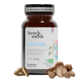 French Mush Shiitaké Bio – 56 Gélules Vegan - Immunité, Digestion & Bien-Être Général – Extrait Concentré de Shiitaké Lentin