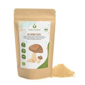 IDDA Herbal Shiitake BIO en Poudre 125g, Champignon Shiitake Séchés Moulus pour la Cuisine Champignons