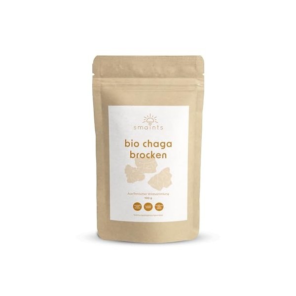 Morceaux de champignons Chaga bio - Collection sauvage de Finlande - Pour thé Chaga de qualité biologique - Naturel, non trai