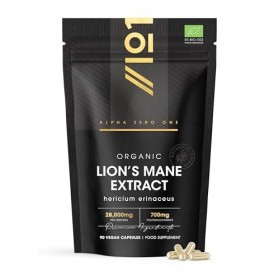 Complément Bio à base de crinière de lion 28 000 mg – 50% polysaccharides 700 mg – 90 gélules véganes – Complément de champ