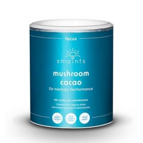 smaints focus - Mushroom Cacao pour performance mentale - Cacao bio avec extrait de cordyceps sinensis, CDP Cholin, Ginkgo, V