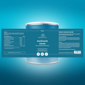 smaints focus - Mushroom Cacao pour performance mentale - Cacao bio avec extrait de cordyceps sinensis, CDP Cholin, Ginkgo, V