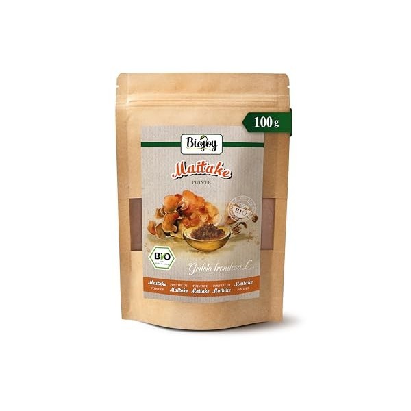 Biojoy Poudre de Maitake BIO 100 g , Champignons Maitake, séchés et finement moulus Grifola frondosa L. Champignons