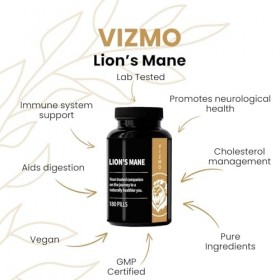 Lions Mane 180 gélules – Extrait de crinière de lion 5:1 hautement dosé 5:1 Hericium Erinaceus 500 mg – Pour la puissance c