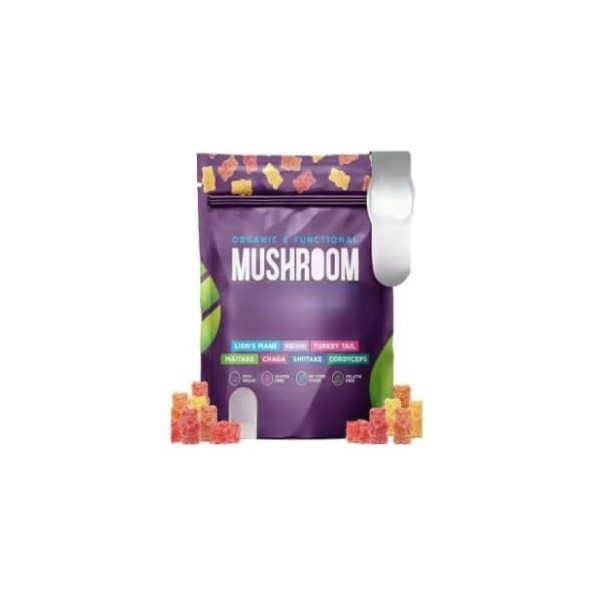 Gummies aux champignons 10-en-1 – Gummies aux champignons biologiques et faibles en glucides – Bien-être immunitaire – Végéta