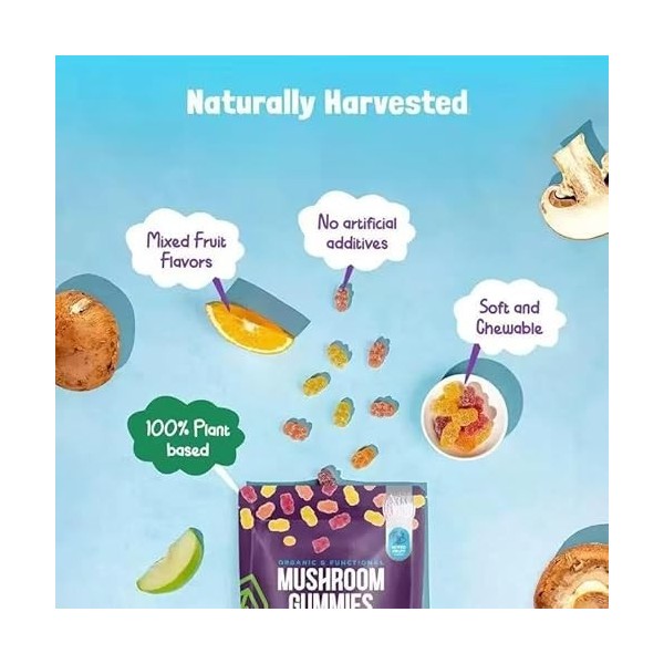 Gummies aux champignons – Gummies aux champignons biologiques et faibles en glucides – Santé immunitaire