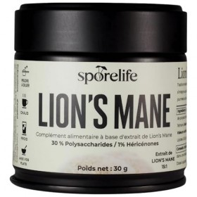 Lion’s Mane Hericium erinaceus en Poudre Extrait 15:1 – pour le cerveau, Humeur, Bien-être - Standardisé en principes actif
