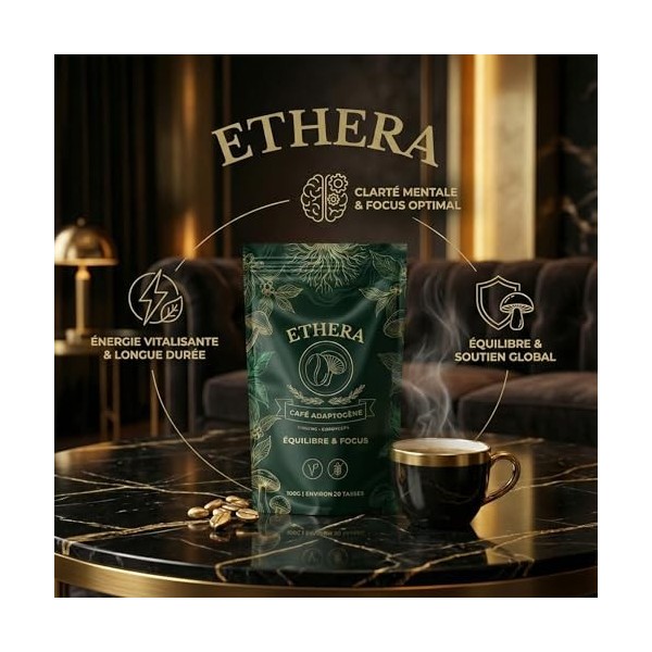 CAFE aux champignons adaptogènes et Ginseng – Vitalité – Concentration – Extrait en poudre de 100 gr soit environ 20 tasses