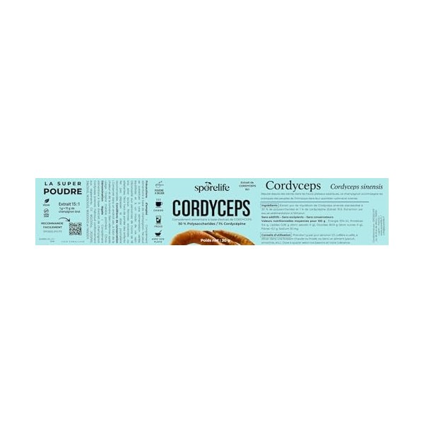 Cordyceps Sinensis en Poudre – pour lÉnergie, Performance physique, Bien-être - Se Mélange à Alimentation ou Boisson – 100% 
