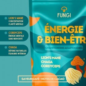 Fungi – Café nouvelle génération aux champignons adaptogènes Cordyceps, Chaga, Lion’s Mane – Énergie stable & goût intense
