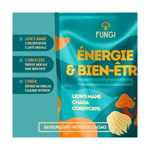 Fungi – Café nouvelle génération aux champignons adaptogènes Cordyceps, Chaga, Lion’s Mane – Énergie stable & goût intense