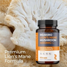 Reakiro Lions Mane Mushroom Capsules 4000mg, 60pcs