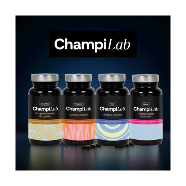 Reishi – Complexe immunité Champilab – 60 Gélules – Complément naturel défenses, énergie et tonus, synergie plantes, vitamine