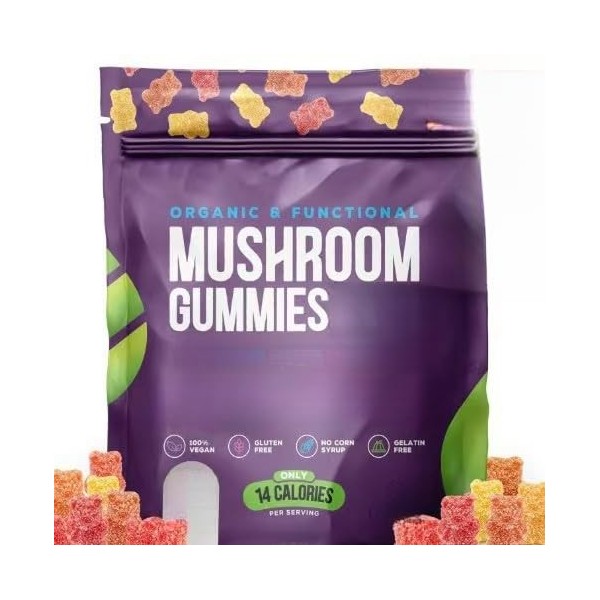 Mushroom Gummies Lions Mane, Supplément de champignons - Stimule la concentration du système immunitaire-gummies-gummies aux