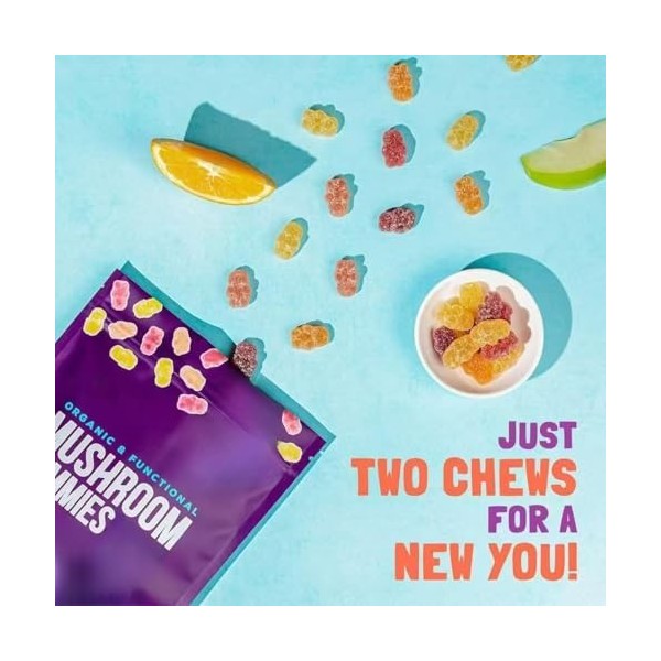 Mushroom Gummies Lions Mane, Supplément de champignons - Stimule la concentration du système immunitaire-gummies-gummies aux