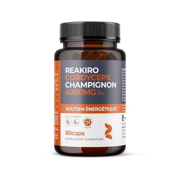 Reakiro Cordyceps Mushroom Capsules 4000mg, 60pcs