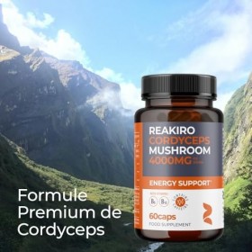 Reakiro Cordyceps Mushroom Capsules 4000mg, 60pcs