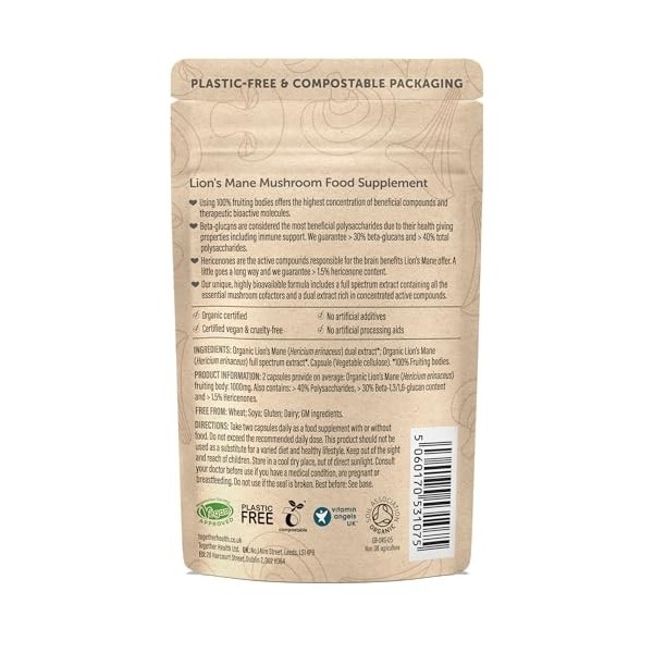 HONGO MELENA DE LEON ORGANICO – à prendre régulièrement selon la dose conseillée, complément alimentaire sous forme de gélule