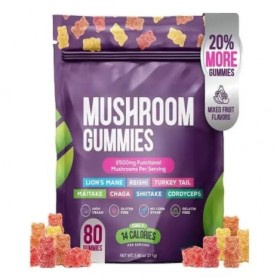 Gummies aux champignons – Stimule la concentration et le système immunitaire, améliore les performances cognitives, faible te