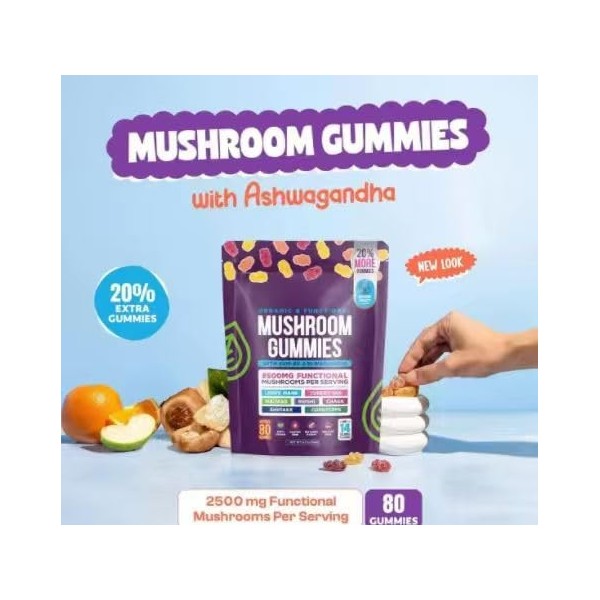 Gummies aux champignons – Stimule la concentration et le système immunitaire, améliore les performances cognitives, faible te