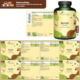 EXTRAIT de Reishi Vegavero® | 240 Gélules | 13 000 mg Extract 10:1 | 40% Polysaccharides + 20% Bêta-glucane | Immunité + Én C...