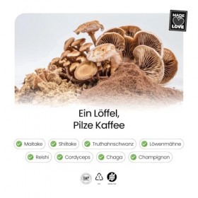 Mélange de Café aux Champignons – 10 Champignons Fonctionnels avec Ashwagandha, Curcuma & Schisandra – Sans Sucre – 250 g ≈3