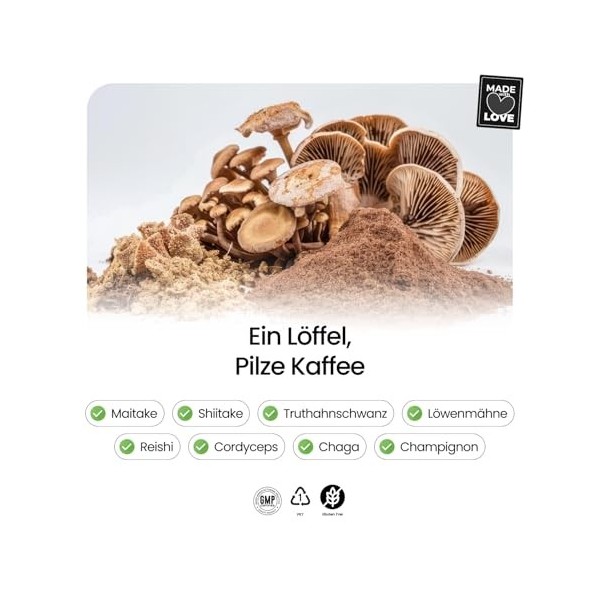 Mélange de Café aux Champignons – 10 Champignons Fonctionnels avec Ashwagandha, Curcuma & Schisandra – Sans Sucre – 250 g ≈3