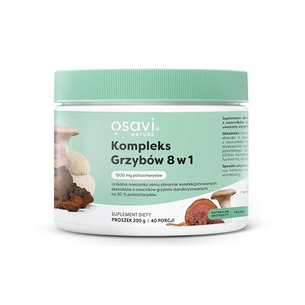 Osavi Complexe de champignons 8 en 1 | Extraits de fructification de champignons de haute qualité à partir de 30% de polysacc